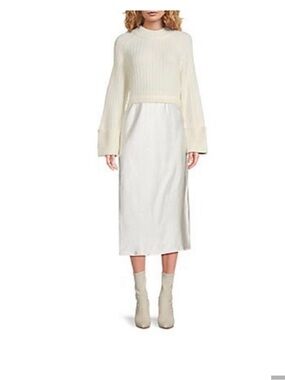 Design 365 Bea 2-in-1 Midi Sweater dress in ivory